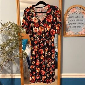 Piphany Floral V-Neck, faux-wrap, Women's Dress